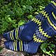 Knitted knee socks ' Yellow on blue'. Socks handmade, Knee, Samara,  Фото №1