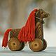 Деревянная лошадка-игрушка на колёсиках, Мягкие игрушки, Хотьково,  Фото №1