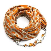 Хлопковый шарф-ожерелье (персиковый) Арт. 440_19_35