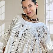 Одежда handmade. Livemaster - original item Summer flying tunic made of sewing and lace in the style of boho Adele milk. Handmade.