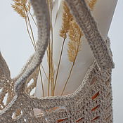 Сумки и аксессуары handmade. Livemaster - original item Bag White knitted Cotton Linen eco shopper string bag. Handmade.