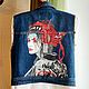 Denim vest with hand-painted. Vests. ArtelL. My Livemaster. Фото №5