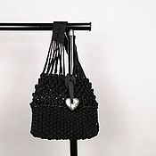 Сумки и аксессуары handmade. Livemaster - original item Black Heart Clutch, knitwear, viscose. Handmade.