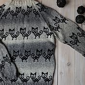 Одежда handmade. Livemaster - original item Women`s knitted jumper Black cat in a dark Room. Handmade.