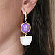 Earrings with solar quartz and agate druse, pink, white. Earrings. Irina Moro. Online shopping on My Livemaster.  Фото №2