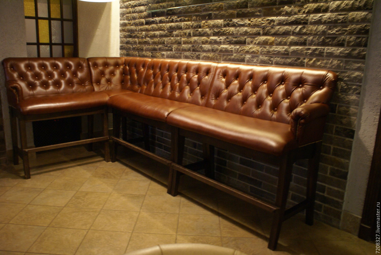leather sofa in bar