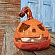 Тыква ДЖЕК ручной работы подсвечник Halloween 2023. Подсвечники. Тарелки Кружки с надписями Керамика (dashalepit). Ярмарка Мастеров.  Фото №4