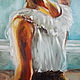 Waiting for you, 30h50cm, oil painting on canvas, turquoise, gray-blue. Pictures. myfoxyart (MyFoxyArt). My Livemaster. Фото №4