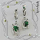 Tropicana earrings 925 sterling silver, emerald crystals, Earrings, St. Petersburg,  Фото №1