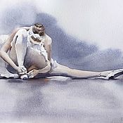 Картины и панно handmade. Livemaster - original item Pictures: Ballerina watercolor (painting gray-blue white beige). Handmade.