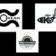 Versions of the logo for the company `Ocean`. Adopted the top left option. Handmade 1991. The project is implemented.