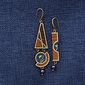 Украшения handmade. Livemaster - original item Long asymmetrical earrings with a bell blue. Handmade.