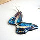 Order Transparent Blue Butterfly Earrings Blue White Boho Epoxy. WonderLand. Livemaster. . Earrings Фото №3