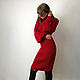 Red knitted dress with braids on the sleeves. Dresses. SHAPAR - knitting clothes. My Livemaster. Фото №5