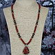 Necklace with a stone pendant (Jasper, agate, coral). Necklace. Magic box. My Livemaster. Фото №5