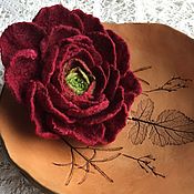 Украшения handmade. Livemaster - original item Maroon rose brooch made of wool. Handmade.