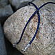 Leather drawstring blue. Gaitan. 925 sterling silver. Necklace. kot-bayun. Online shopping on My Livemaster.  Фото №2
