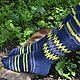 Knitted knee socks ' Yellow on blue'. Socks handmade. Knee. DominikaSamara. Online shopping on My Livemaster.  Фото №2