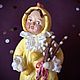 Ватная игрушка пасхальная Цыплёнок с вербой. Пасхальные сувениры. nv_anis. Интернет-магазин Ярмарка Мастеров.  Фото №2