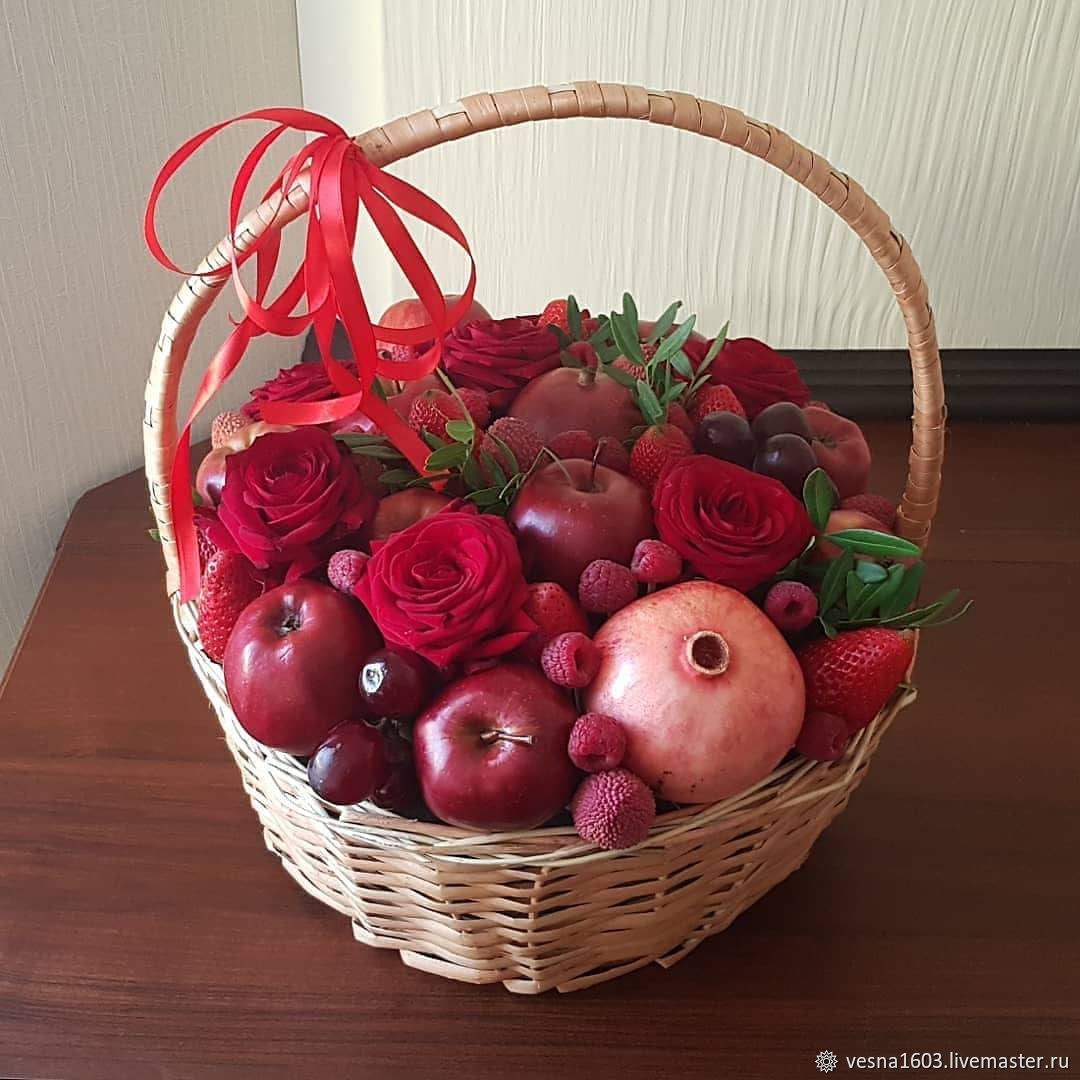 Корзина с фруктами и конфетами