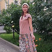 Одежда handmade. Livemaster - original item Pale pink suede dress and pavlogoradsky shawls. Handmade.