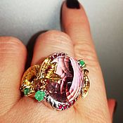 Украшения handmade. Livemaster - original item Ring Demetra luxury ametrine, emeralds. Handmade.