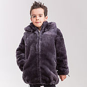 Natural children's fur coat made of Mouton flap (boucle)