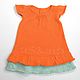 Children's summer knitted crochet dress with flounce made of yarn 100% cotton in two colors - orange and mint.
