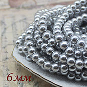 Материалы для творчества handmade. Livemaster - original item Beads: Glass Pearls 6mm 30 pcs Premium Silver. Handmade.