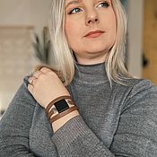 Сувениры и подарки handmade. Livemaster - original item Brown leather bracelet for women with agate. Handmade.