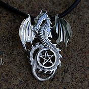 Украшения handmade. Livemaster - original item Silver Dragon with pentagram.. Handmade.