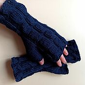 Аксессуары handmade. Livemaster - original item Warm knitted mittens with braids (SWC). Handmade.