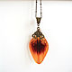 Vintage Set of Earrings and Pendant made of Resin Orange Lily Petals. Jewelry Sets. WonderLand. My Livemaster. Фото №5