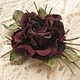 Leather flowers brooch hairpin flower MAROON ROSE Natural suede. Brooches. Irina Vladi. My Livemaster. Фото №4