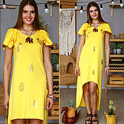 Одежда ручной работы. Ярмарка Мастеров - ручная работа Yellow dress, yellow summer sundress, long cotton sundress. Handmade.