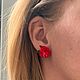 Серьги клипсы пионы из полимерной глины. Клипсы. 3К (куклы Ксении Квон). Ярмарка Мастеров.  Фото №7