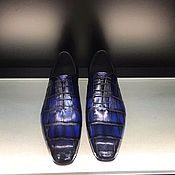Обувь ручной работы handmade. Livemaster - original item Men`s oxfords, classic crocodile leather, in blue.. Handmade.
