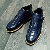 Обувь ручной работы handmade. Livemaster - original item Men`s boots, made of genuine crocodile leather, in dark blue color!. Handmade.