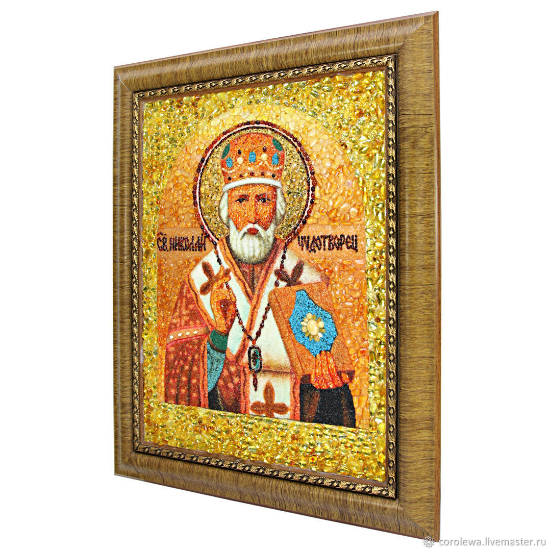 Икона из янтаря - Николай Угодник арт. П0052260 – заказать на Ярмарке ...
