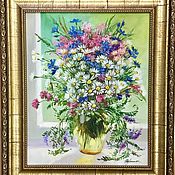 Картина маслом цветы «Аромат пионов» 60х100