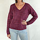 Кашемировый пуловер – вишневый меланж. Пуловеры. Яса =Нитеплёт=. Интернет-магазин Ярмарка Мастеров.  Фото №2