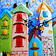 Wall clock 'Colorful houses', fusing, glass. Watch. Kalashlinsky. Online shopping on My Livemaster.  Фото №2