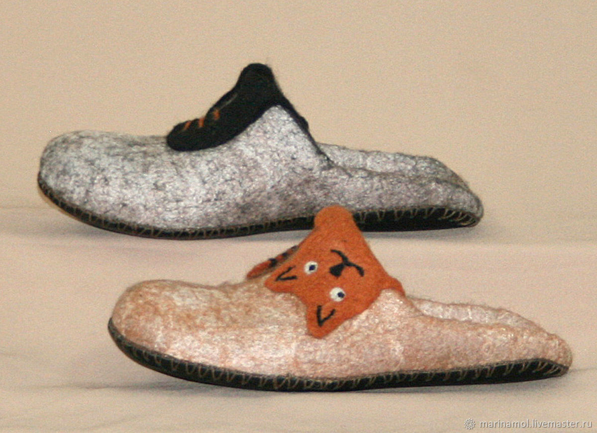 Women's felted Slippers Two cats-2, Slippers, Miass,  Фото №1