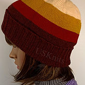 Аксессуары handmade. Livemaster - original item Knitted double-layered Merino Unisex Hat. Handmade.