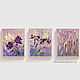 Mini paintings with delicate irises. Three small paintings of irises, Pictures, Moscow,  Фото №1