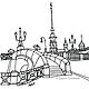 Авторская открытка 4 с графикой `Петербург`