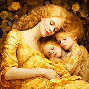 Картины и панно handmade. Livemaster - original item Golden Painting Mom and Kids. Love Painting Family. Family portrait. Handmade.