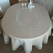 Для дома и интерьера handmade. Livemaster - original item Oval linen tablecloth 250/140 Ivanovskaya stitch. Handmade.