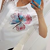 Одежда handmade. Livemaster - original item Boho style shirt, white shirt, black shirt.. Handmade.