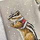 Картина вышивка крестом Бурундук в жилеточке. Картины. Embroidery by Alena. Интернет-магазин Ярмарка Мастеров.  Фото №2